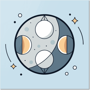 Phases of the moon in cosmic balance design Posters and Art